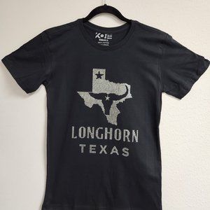 High Quality Texas Longhorn Map Rhinestone Bling Bling Short Sleeve T-shirt